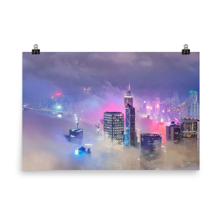 Hong Kong Blanketed in Fog photo paper poster - Posterfy.AI