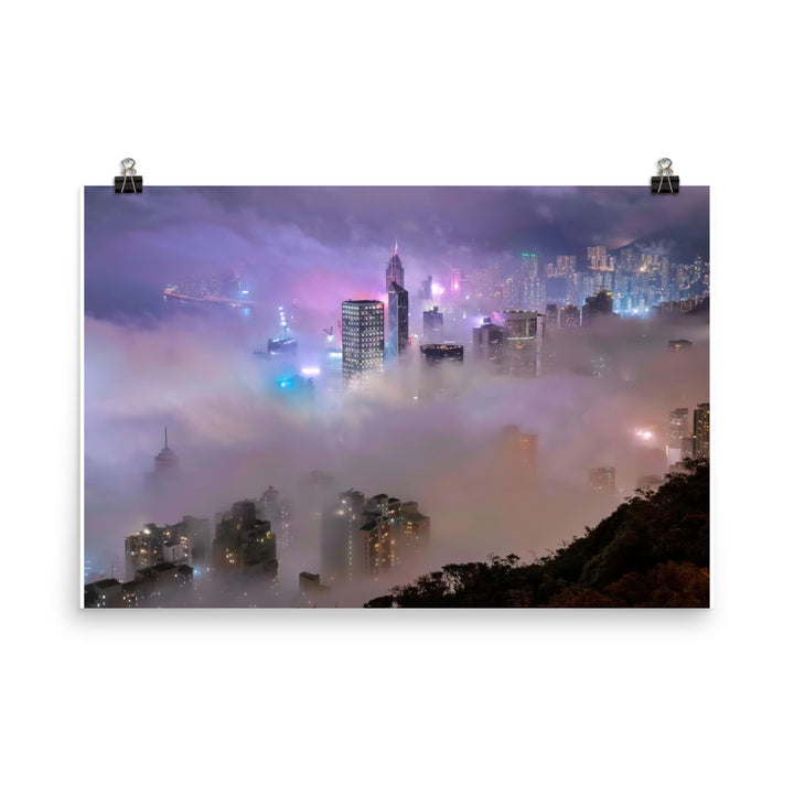 Hong Kong Blanketed in Fog photo paper poster - Posterfy.AI