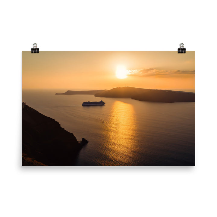 Sunset Over Santorini photo paper poster - Posterfy.AI