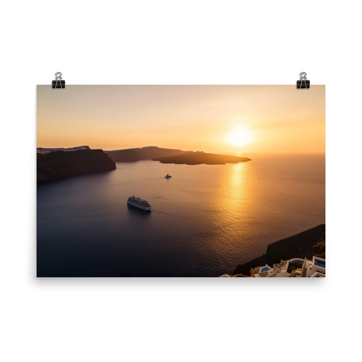 Sunset Over Santorini photo paper poster - Posterfy.AI