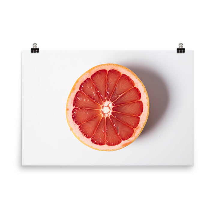 Sliced Grapefruit on a White Background photo paper poster - Posterfy.AI