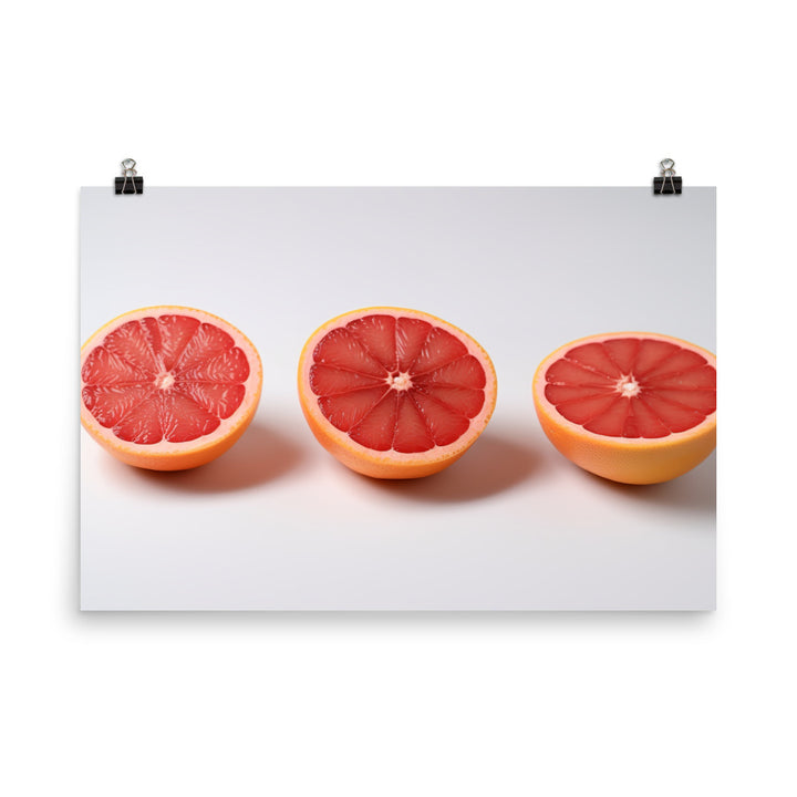 Sliced Grapefruit on a White Background photo paper poster - Posterfy.AI