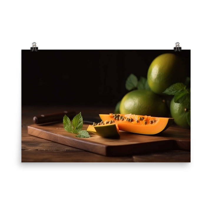 Sliced Papaya with Lime photo paper poster - Posterfy.AI