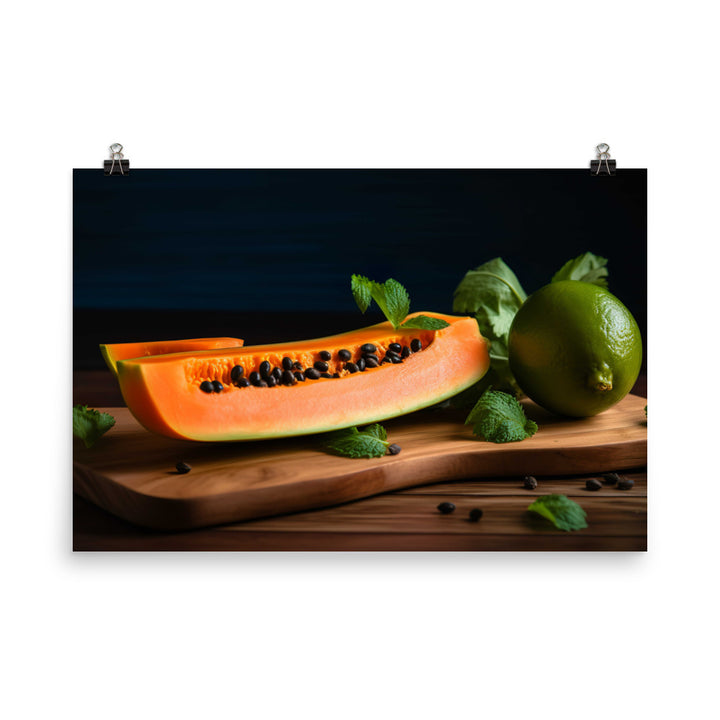 Sliced Papaya with Lime photo paper poster - Posterfy.AI