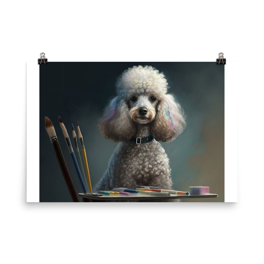 Poodle in painting lesson photo paper poster - Posterfy.AI