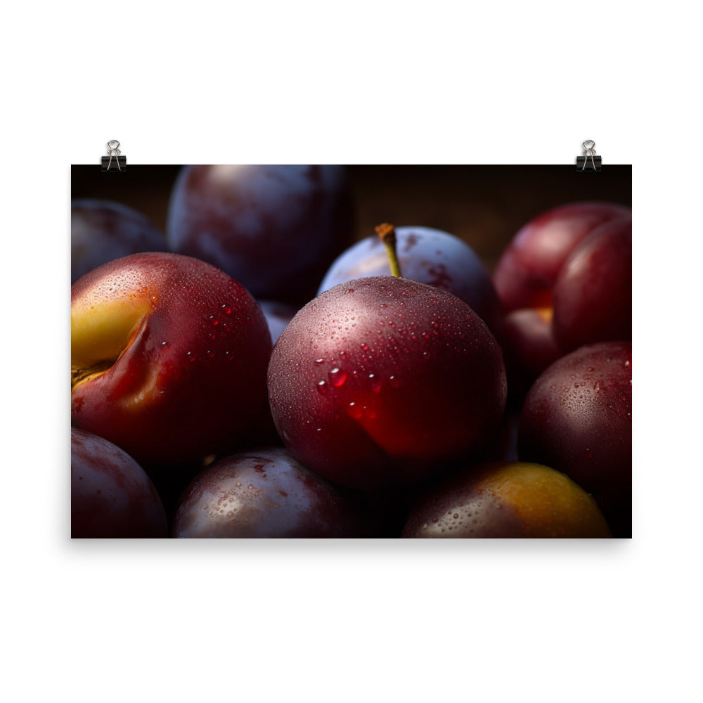 Juicy and Fresh Plums photo paper poster - Posterfy.AI