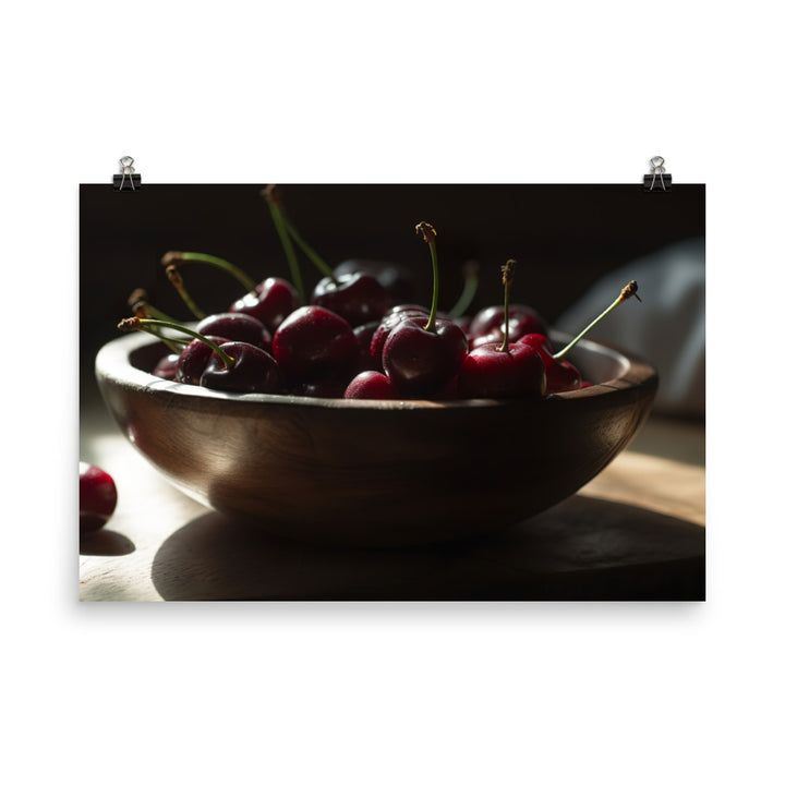 Juicy and Fresh Cherries photo paper poster - Posterfy.AI
