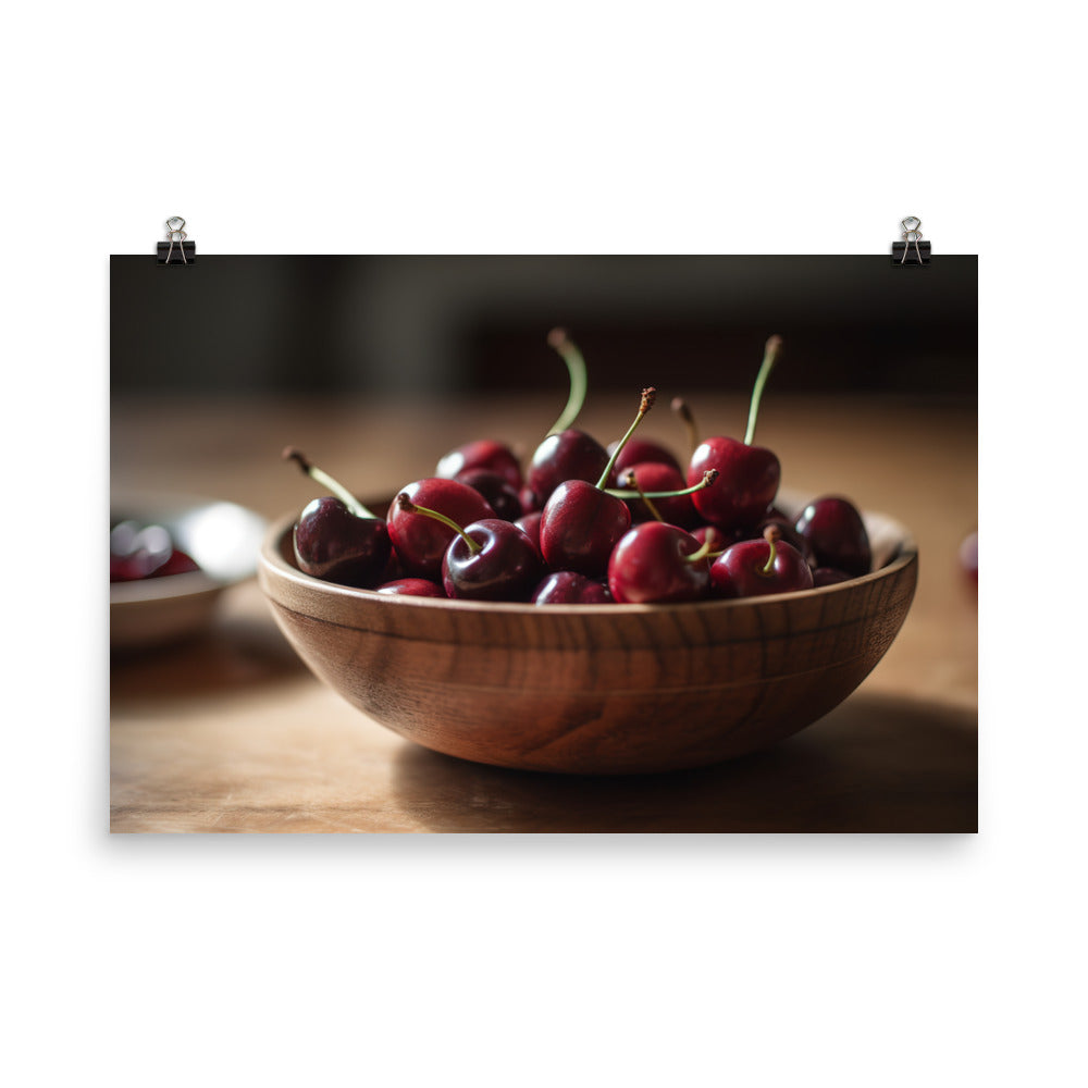 Juicy and Fresh Cherries photo paper poster - Posterfy.AI