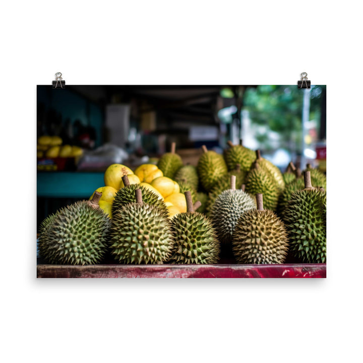 Durian Fruit in Market photo paper poster - Posterfy.AI