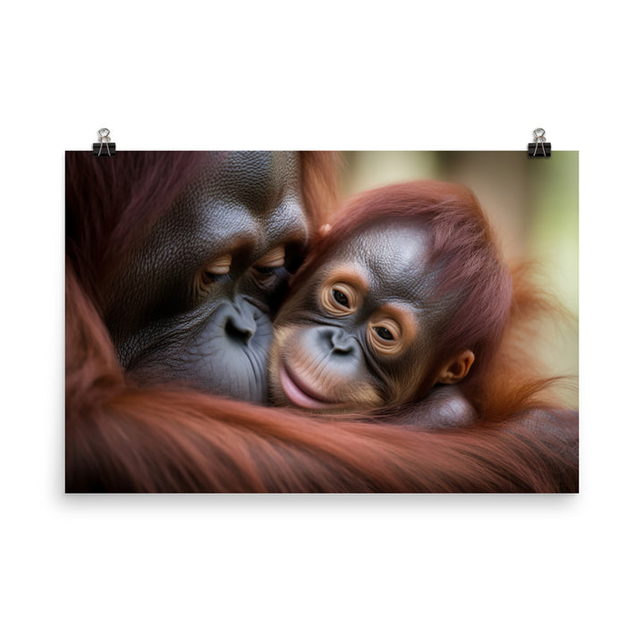 Gentle Orangutan Mother and Baby photo paper poster - Posterfy.AI