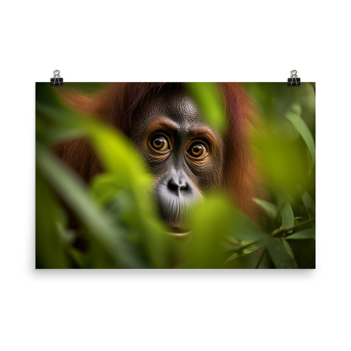 Adorable Orangutan Curiously Peeking photo paper poster - Posterfy.AI