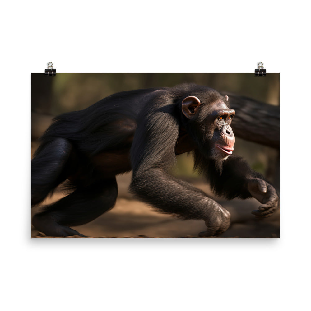 Chimpanzee in Action photo paper poster - Posterfy.AI