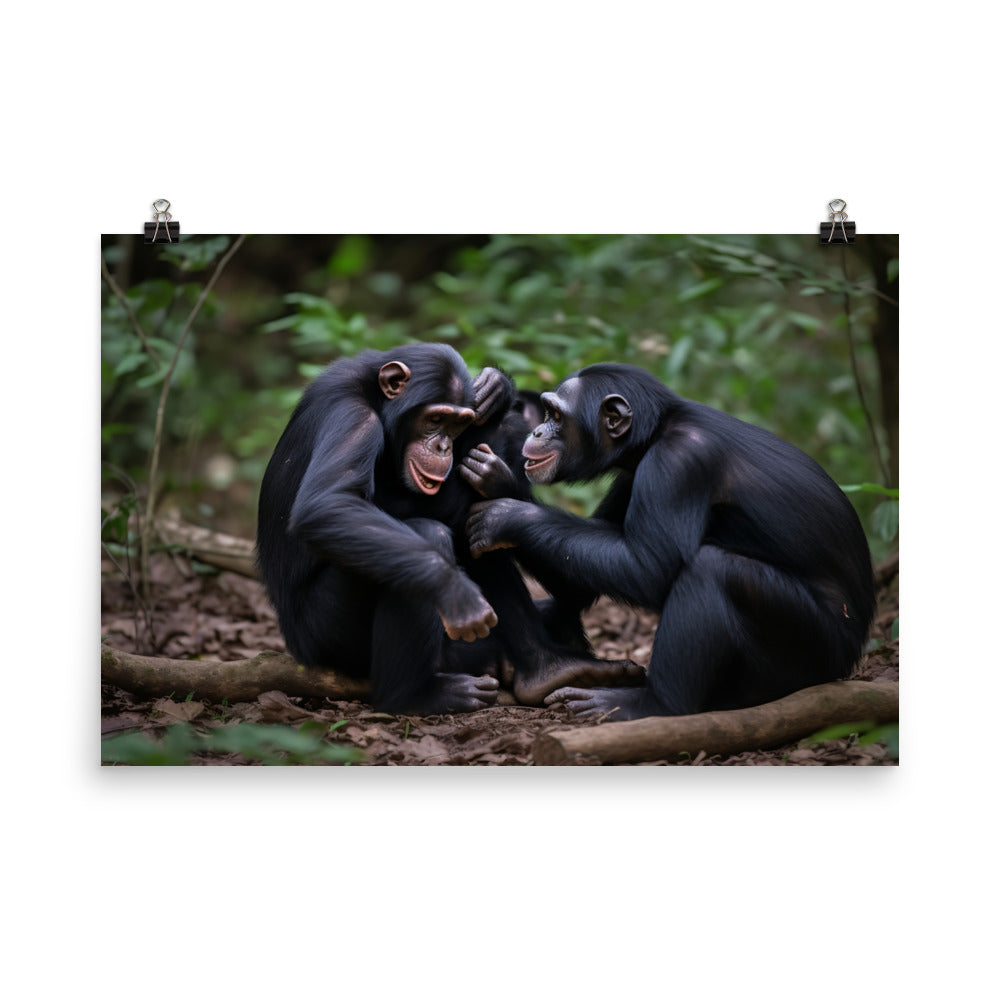 Chimpanzee Family Time photo paper poster - Posterfy.AI