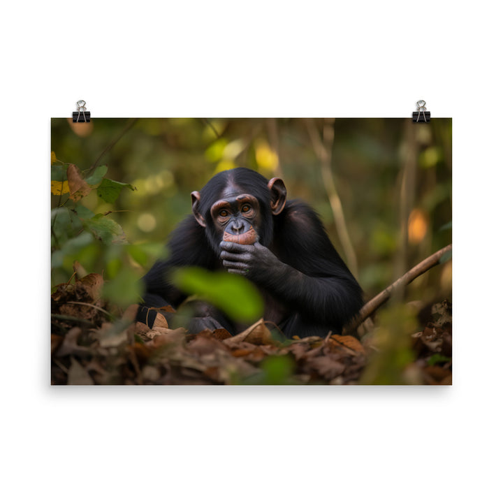 Cheeky Chimpanzee in the Wild photo paper poster - Posterfy.AI