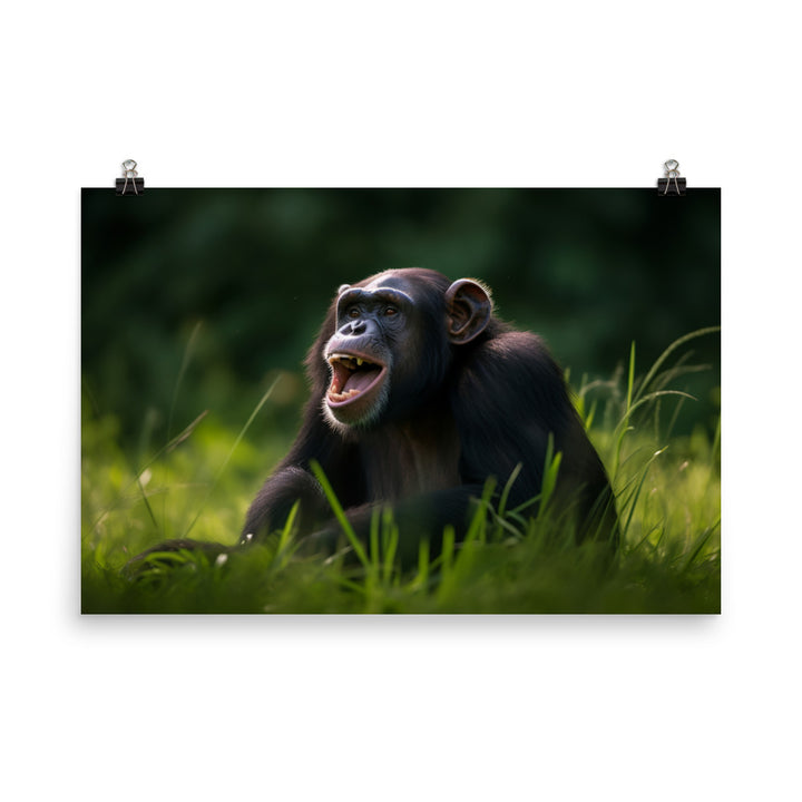 Cheeky Chimpanzee in the Wild photo paper poster - Posterfy.AI