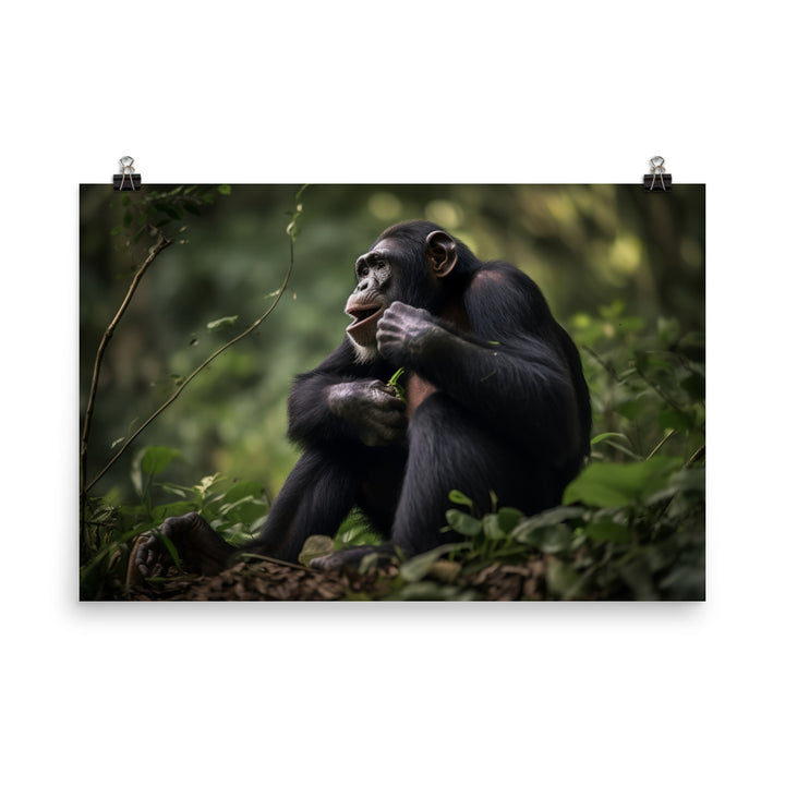 Cheeky Chimpanzee in the Wild photo paper poster - Posterfy.AI