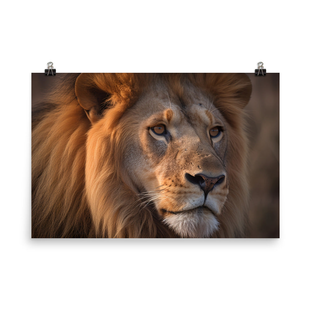 The lions flowing mane photo paper poster - Posterfy.AI