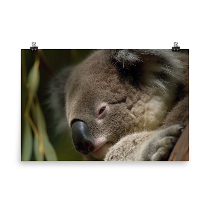 Sleepy Koala Snuggled Up in a Tree photo paper poster - Posterfy.AI