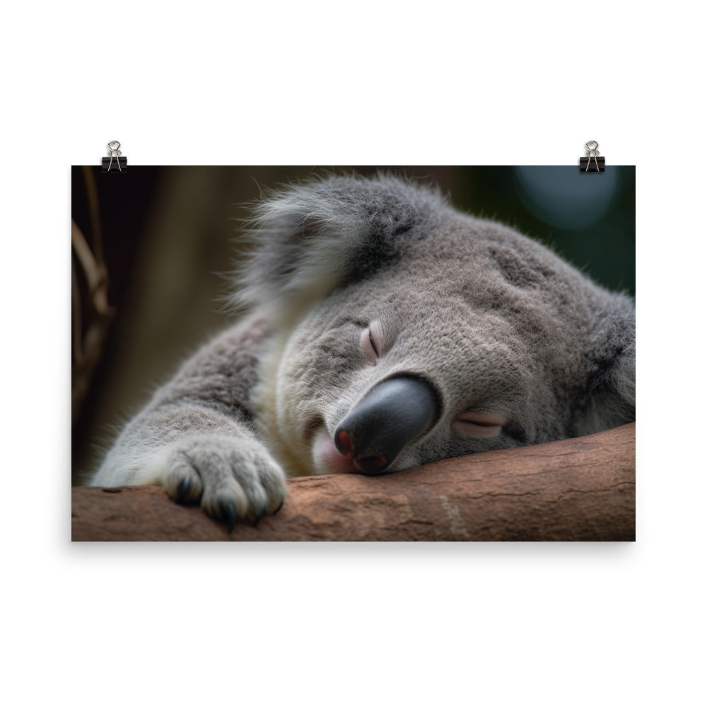 Sleepy Koala Snuggled Up in a Tree photo paper poster - Posterfy.AI