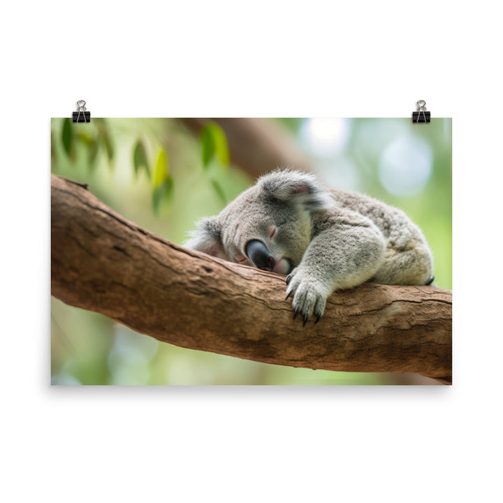 Koala Taking a Nap on a Tree Branch photo paper poster - Posterfy.AI