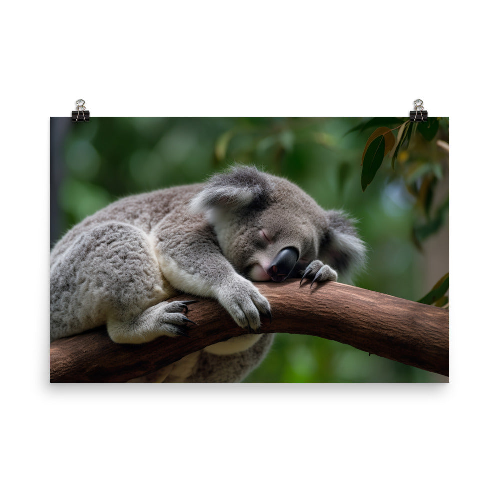 Koala Taking a Nap on a Tree Branch photo paper poster - Posterfy.AI