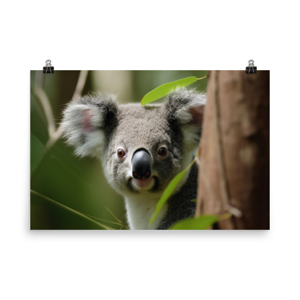 Adorable Koala Cub in the Eucalyptus Forest photo paper poster - Posterfy.AI