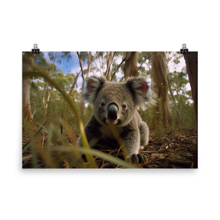 Adorable Koala Cub in the Eucalyptus Forest photo paper poster - Posterfy.AI