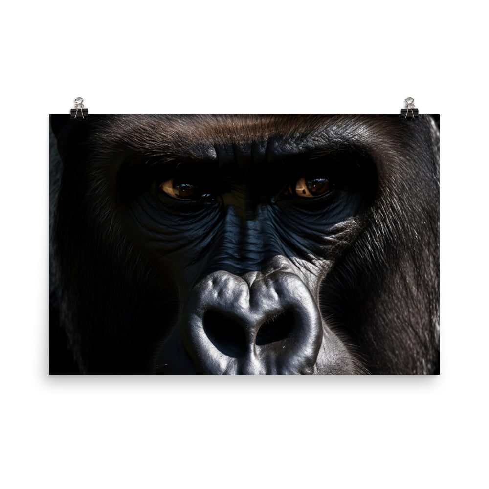 The magnificent face of silverback gorilla photo paper poster - Posterfy.AI