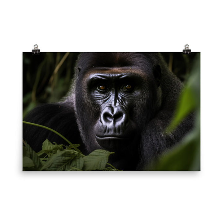 Inquisitive Gorilla in the Wild photo paper poster - Posterfy.AI