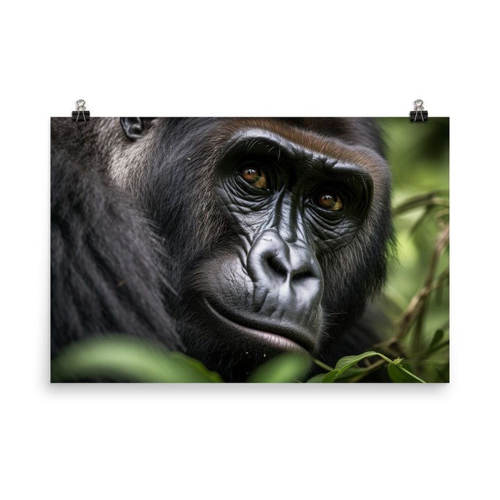 Inquisitive Gorilla in the Wild photo paper poster - Posterfy.AI