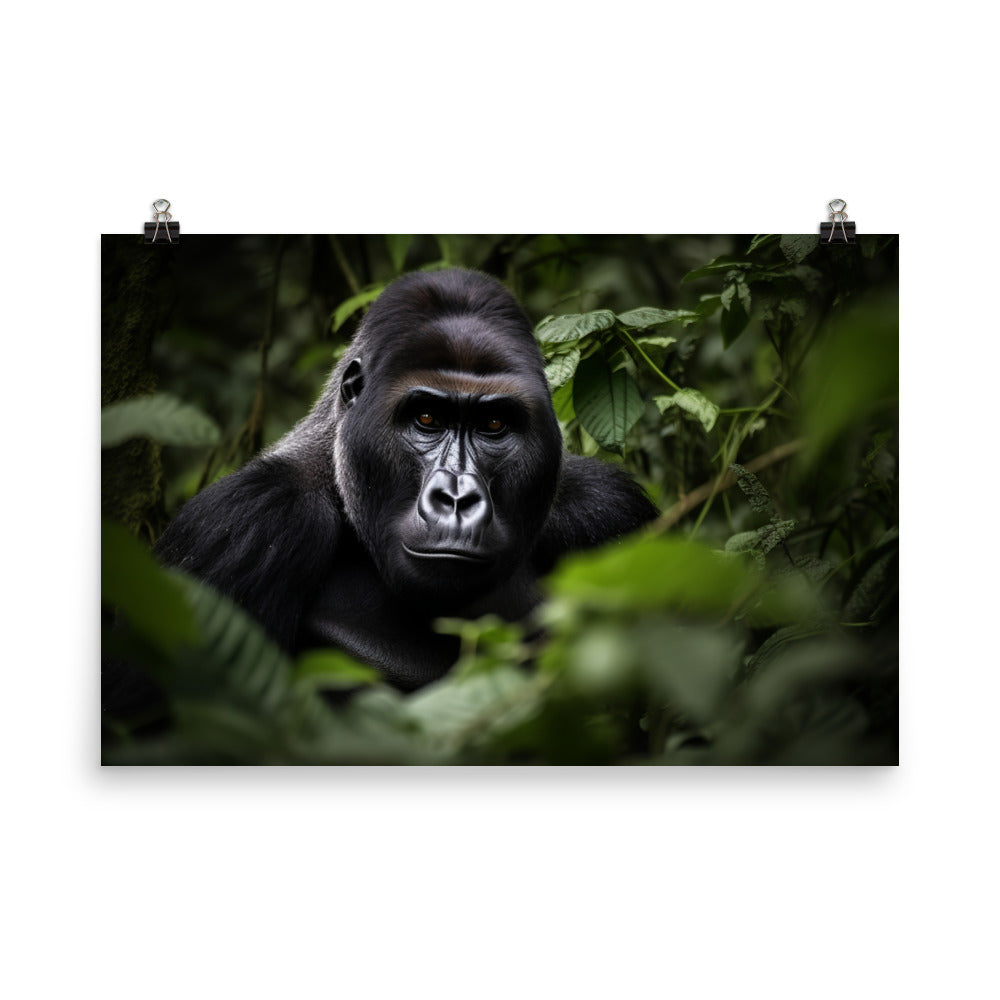 Graceful Gorilla in the Jungle photo paper poster - Posterfy.AI