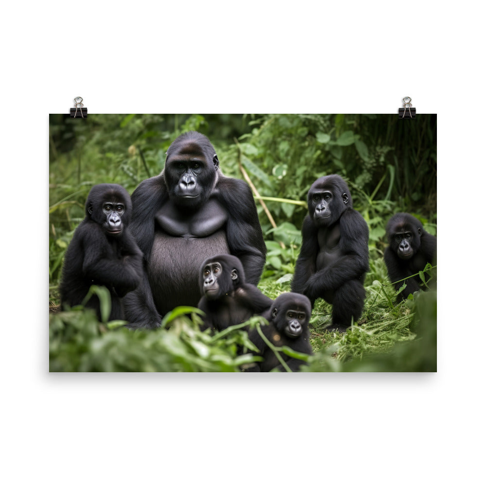 Gorilla Family Time photo paper poster - Posterfy.AI