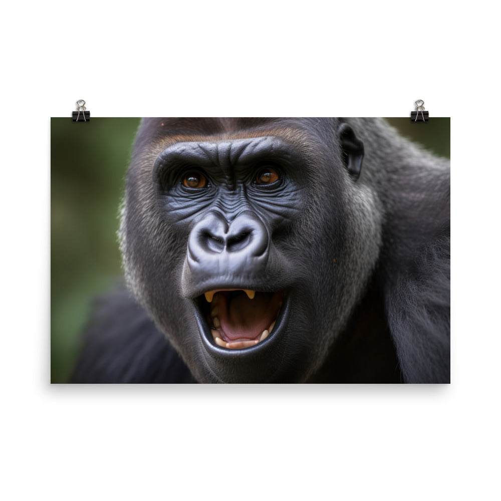 Close-Up of a Playful Gorilla photo paper poster - Posterfy.AI