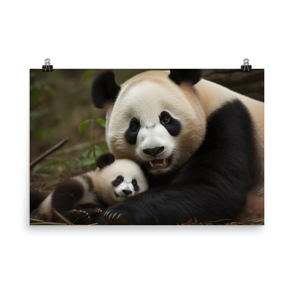 Sweet Panda Family Bonding Time photo paper poster - Posterfy.AI