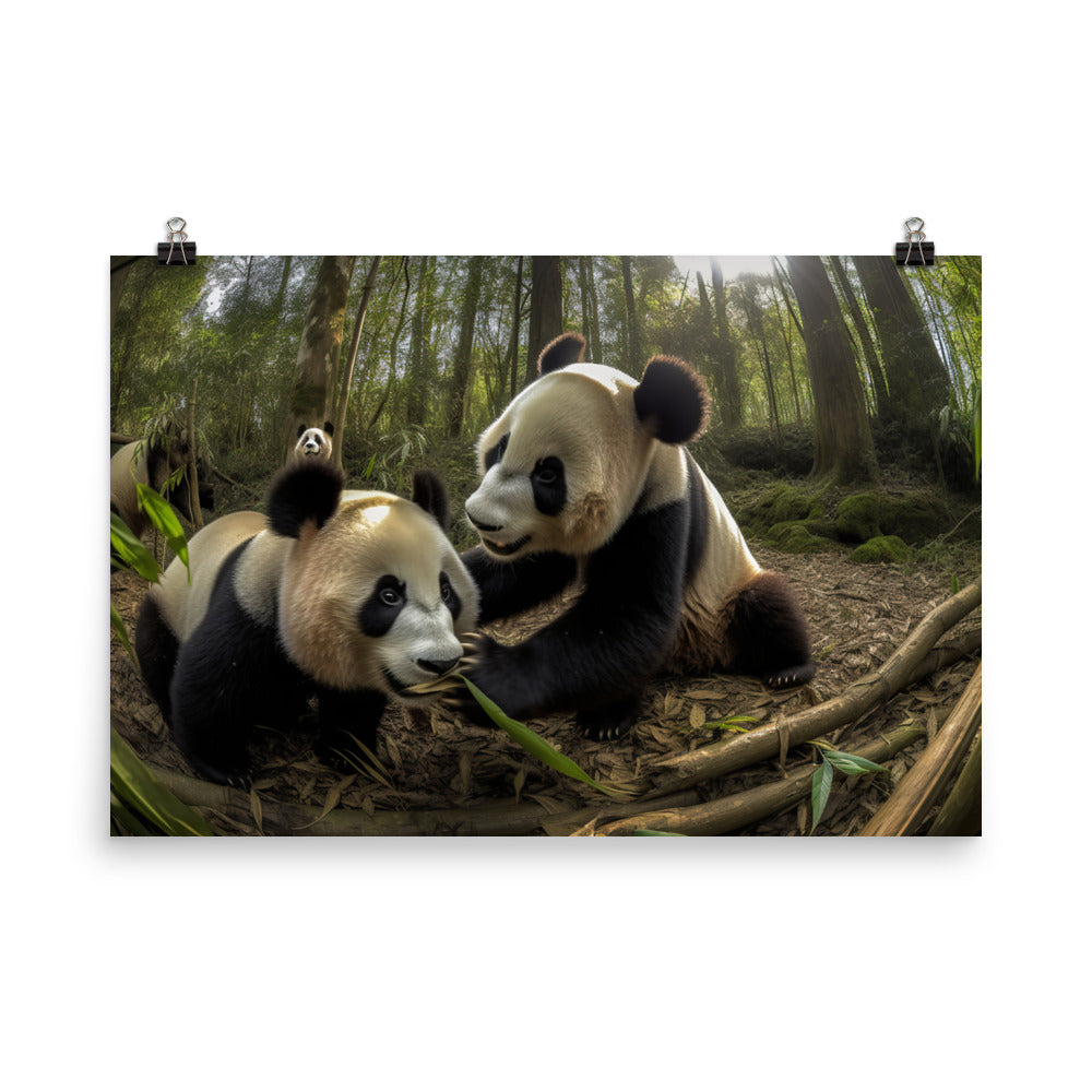 Panda Playtime photo paper poster - Posterfy.AI