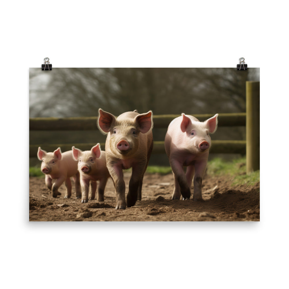 Berkshire Pig Family photo paper poster - Posterfy.AI