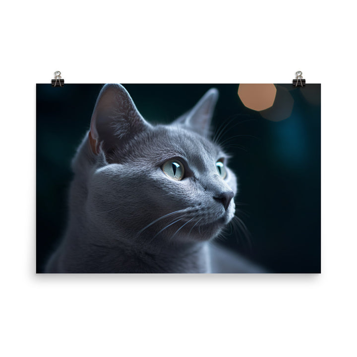 Dreamy Nights with Russian Blue photo paper poster - Posterfy.AI