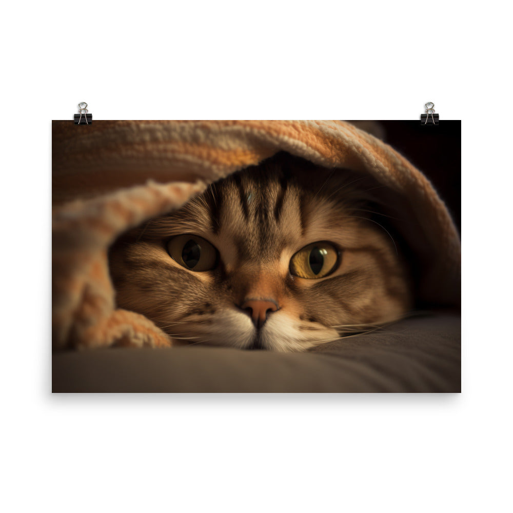 Portrait of a Scottish Fold cat photo paper poster - Posterfy.AI