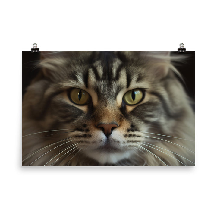 Maine Coon with a Close-Up shot photo paper poster - Posterfy.AI