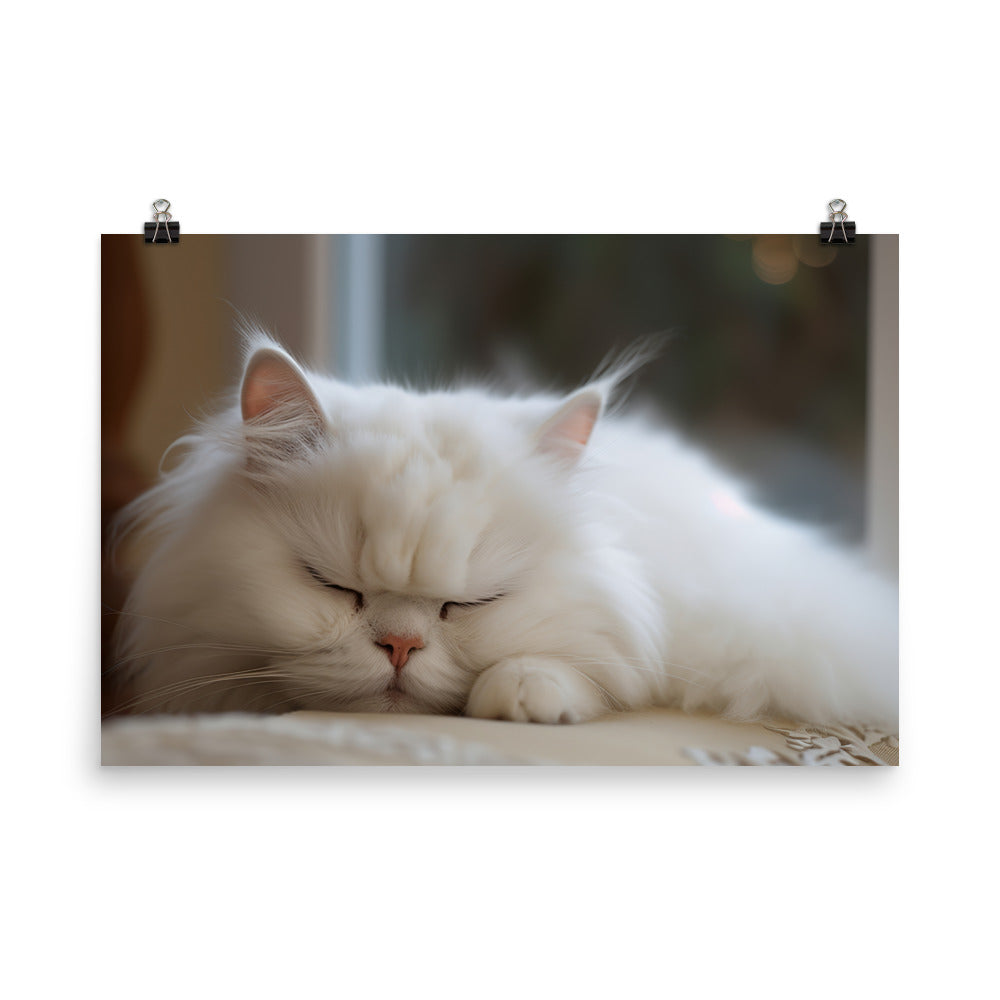 Sleeping Persian Purrfectly photo paper poster - Posterfy.AI