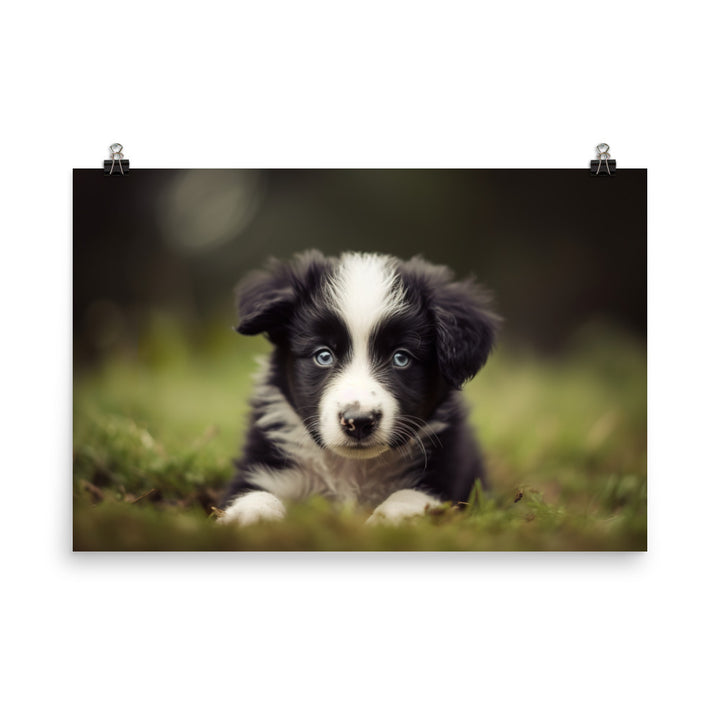 Adorable Border Collie Puppy photo paper poster - Posterfy.AI