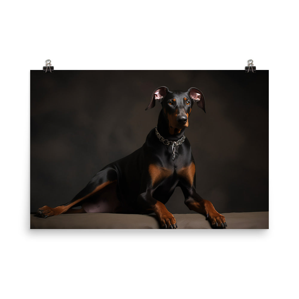 The elegant and regal posture of a Doberman Pinscher photo paper poster - Posterfy.AI