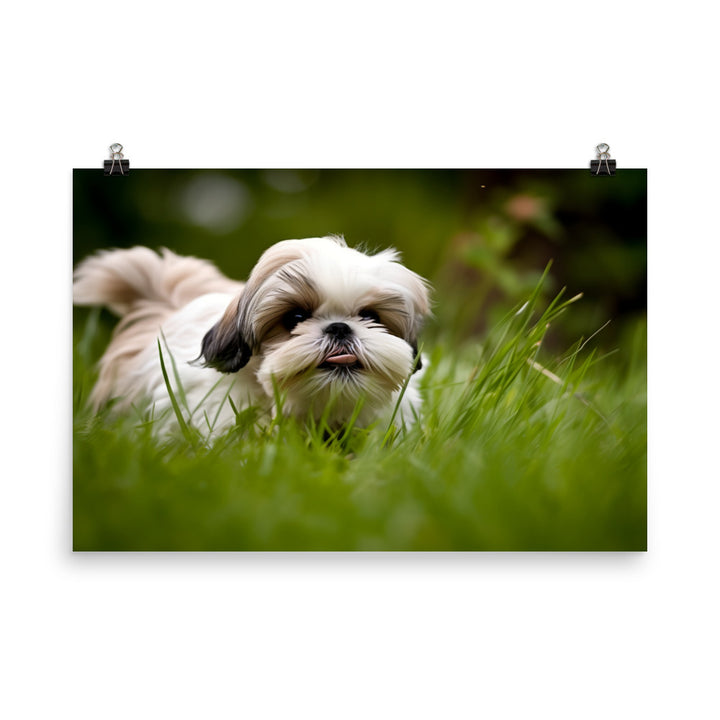 Playful Shih Tzu Enjoying the Outdoors photo paper poster - Posterfy.AI