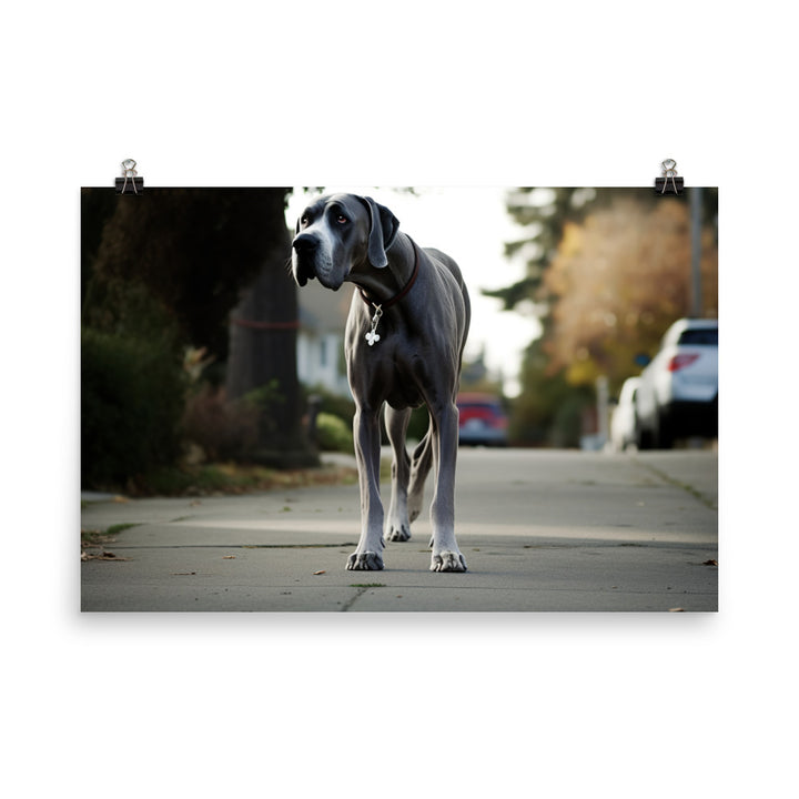 Majestic Great Dane on a Stroll photo paper poster - Posterfy.AI