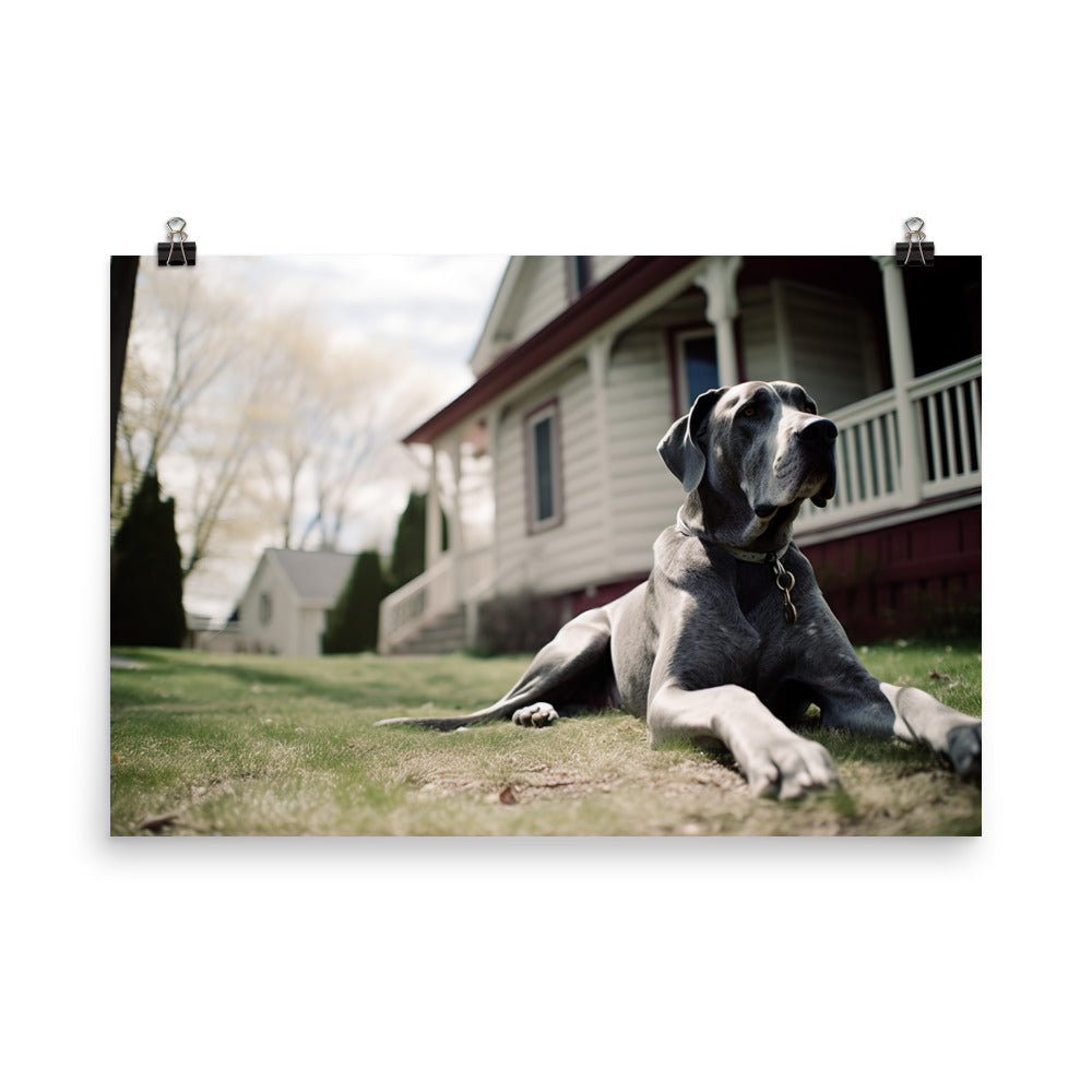 Loyal Great Dane Protecting His Home photo paper poster - Posterfy.AI