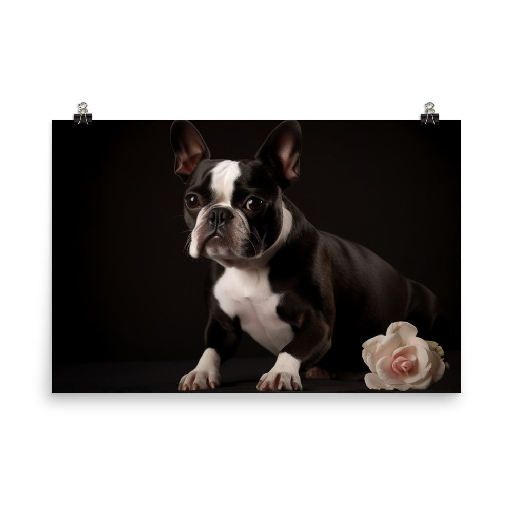 Elegant Boston Terrier Portrait photo paper poster - Posterfy.AI