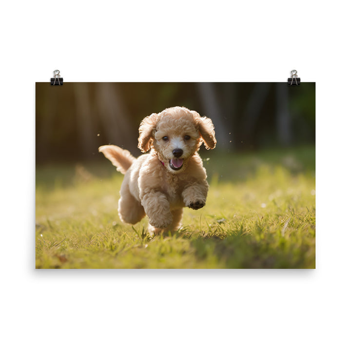 Playful Poodle Pup photo paper poster - Posterfy.AI