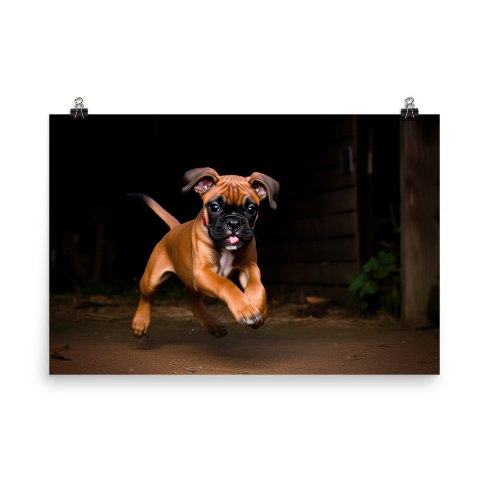 Playful Boxer Pup photo paper poster - Posterfy.AI