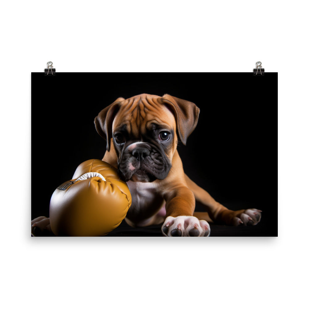 Playful Boxer Pup photo paper poster - Posterfy.AI