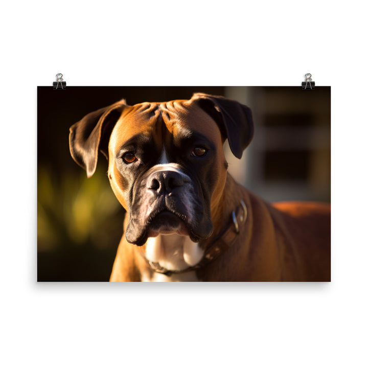 Boxer Portrait in Sunlight photo paper poster - Posterfy.AI